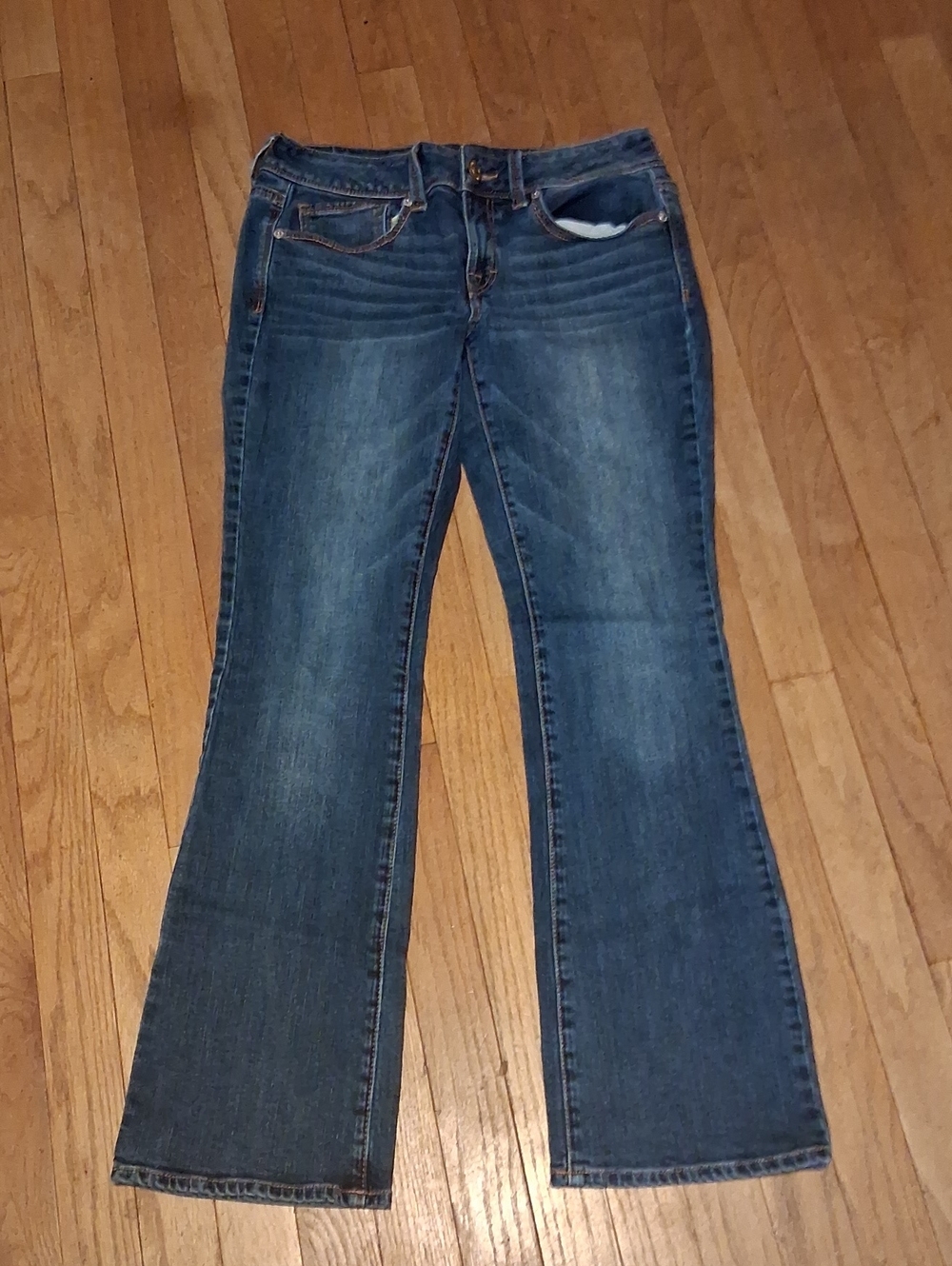 american eagle kick boot cut jeans womens 6 r flap pocket pants